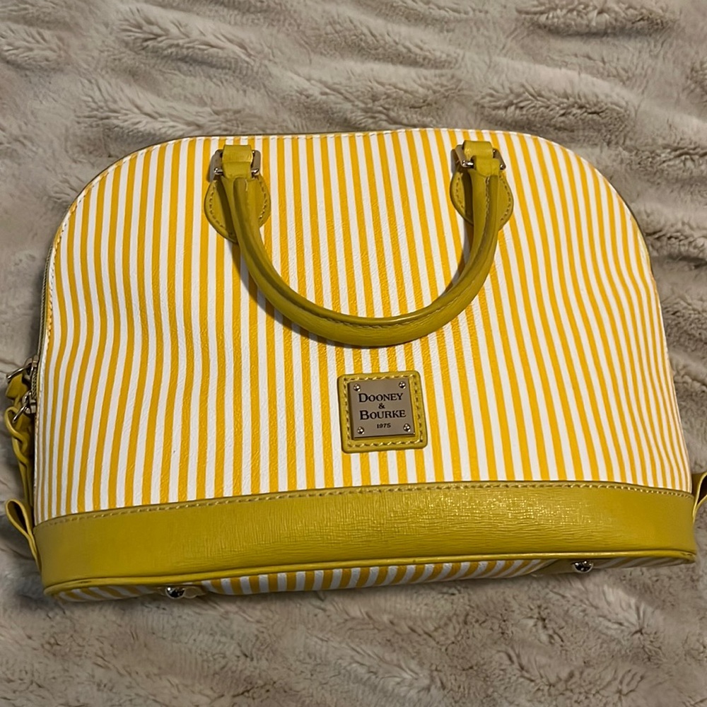Dooney & Burk | Yellow Striped | Zip Zip Satchel | w/ strap